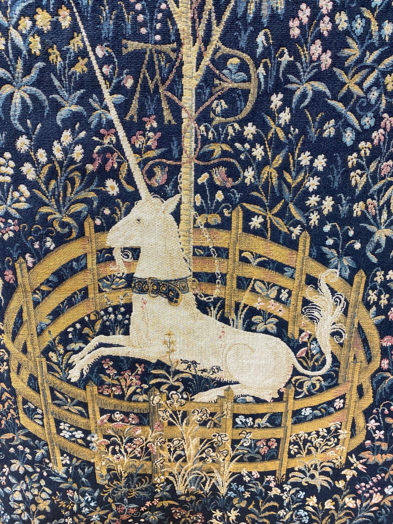 A 20th century wall tapestry by JP Paris, The Unicorn in Captivity